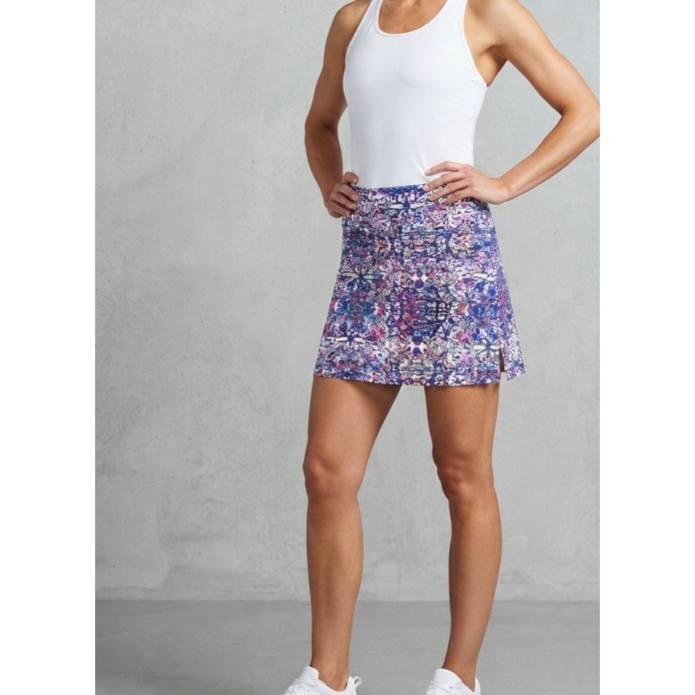Tranquility Floral Mandala Print Active Athletic Skort Blue Pink XXL